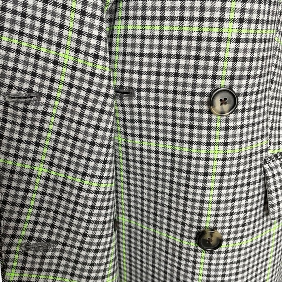 Aritzia x Wilfred Margaux Gray Green Houndstooth Double-Breasted Blazer Sz 2 EUC - Picture 8 of 16